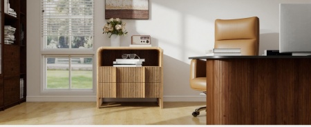 Set 2x Noptiere 55 x 40 x 60 cm, cu 2 sertare si raft, dormitor, Noptiere moderne cu Riflaj - NOM1 - Img 3
