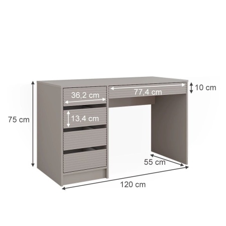 BIC202 - Masa de birou, 120 cm, home office cu 5 sertare - Crem - Img 5