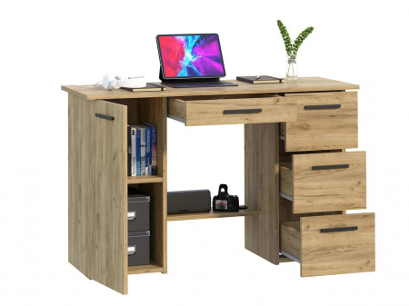 BIM511 - Birou 120 cm, masa de calculator cu 4 sertare si 1 dulap, office - culoarea Stejar - Img 3