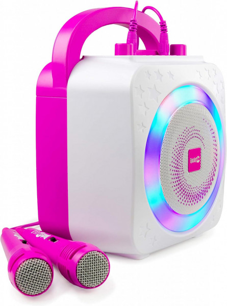 CADC17 - Set Sistem Mini Karaoke si 2 Mini Microfoane, Jucarii copii, Cadou pentru Craciun, Petreceri in familie - Roz - Img 6