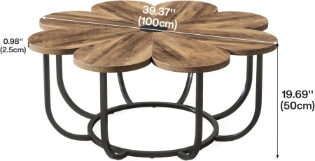 MAI21 - Masuta de cafea, 100 cm, masa living, stil industrial - Maro - Negru - Img 7