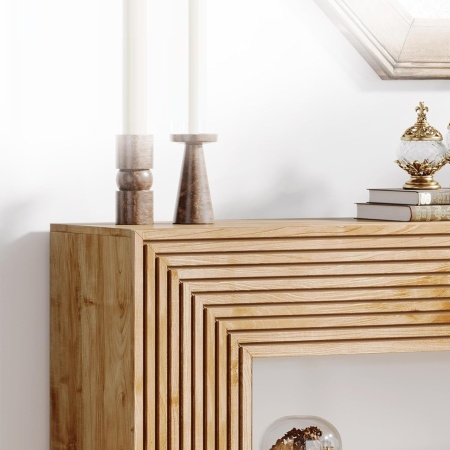 MAM31 - Masa Consola, 150 cm, masuta hol cu Front Riflat, living, dining, dormitor - Maro - Img 3