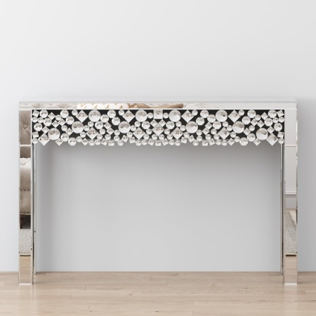MAOG205 - Masa toaleta oglinda, masuta consola, 120 cm, cosmetica machiaj, vanity birou, Argintiu - Img 2