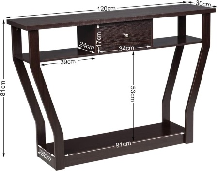 Masuta consola 120 cm Maro, Masa hol, cu sertar si rafturi - MACI18 - Img 2