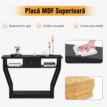 Masuta consola 120 cm Maro, Masa hol, cu sertar si rafturi - MACI18 - Img 12