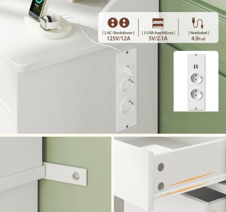 Masuta machiaj cu Oglinda LED si 11 Sertare pentru Cosmetice, Set Masa toaleta 110 cm, Alb, masuta cosmetica, vanity - SEA909 - Img 7