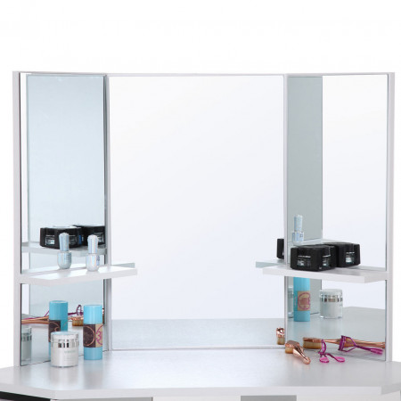 Masuta machiaj cu Oglinda LED si 5 Sertare pentru Cosmetice, Alb, masuta cosmetica, vanity - SEA255 - Img 7