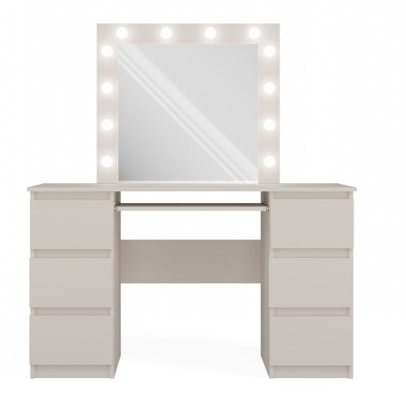 Masuta machiaj cu Oglinda LED si 6 Sertare pentru Cosmetice, Set Masa toaleta 130 cm, masuta cosmetica, vanity - SEC501 - Img 3