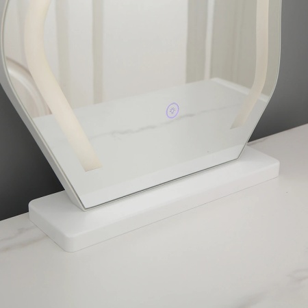 Masuta machiaj cu Oglinda LED si 6 Sertare pentru Cosmetice, Set Masa toaleta 100 cm, Gri, masuta cosmetica, vanity - SEG17 - Img 3