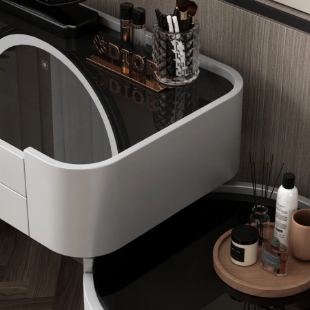 Masuta machiaj cu Oglinda LED si 6 Sertare pentru Cosmetice, Set Masa toaleta 100 cm, Gri, masuta cosmetica, vanity - SEG10 - Img 4