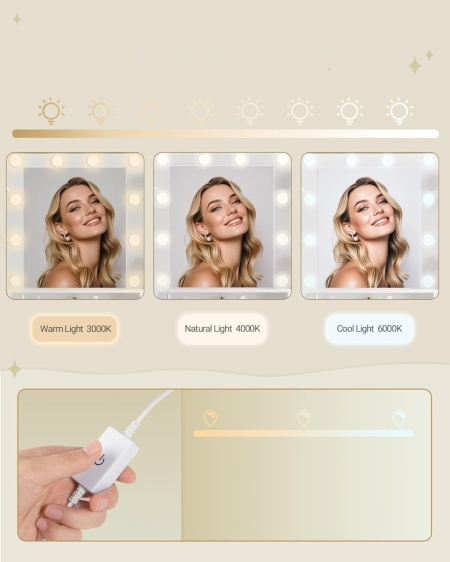 Masuta machiaj cu Oglinda LED si 9 Sertare pentru Cosmetice, Set Masa toaleta 109 cm, Alb, masuta cosmetica, vanity - SEA821 - Img 6