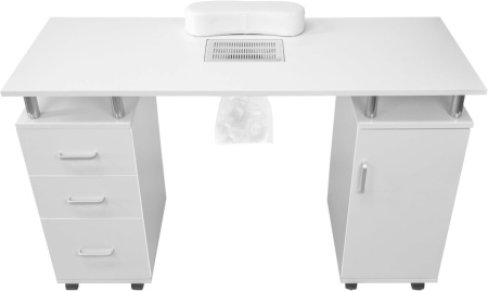 Masuta manichiura, 120 cm, masa cosmetica cu Aspirator incorporat, pernita - Alb - MANIA5 - Img 3