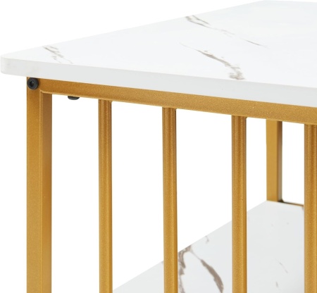 MCAU20 - Masuta de cafea 120 cm, masa pentru living imitatie marmura - Alb - Auriu / Negru - Img 5