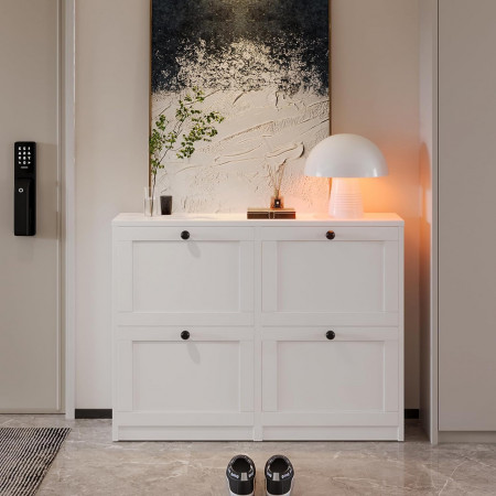 PANA11 - Pantofar 105 cm, pantofare, depozitare pantofi, mobilier hol - Alb