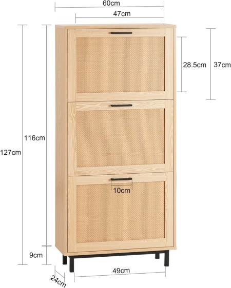 PANM4 - Pantofar 60 cm, ingust, 3 compartimente duble, pantofare, depozitare pantofi, mobilier hol - Maro - Img 7