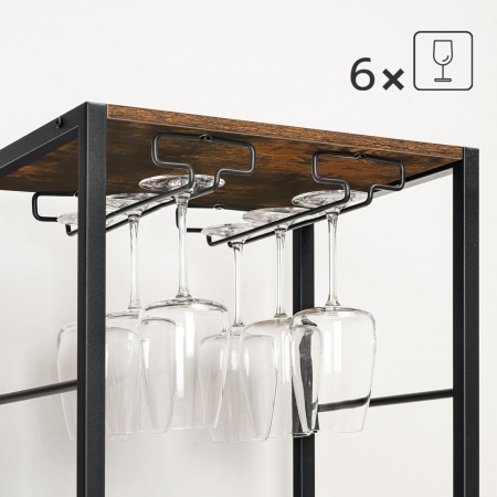 RVI7 - Rafturi Vin, 40 cm, depozitare vin, raft stil industrial, bucatarie, living, dining - Negru - Maro - Img 6