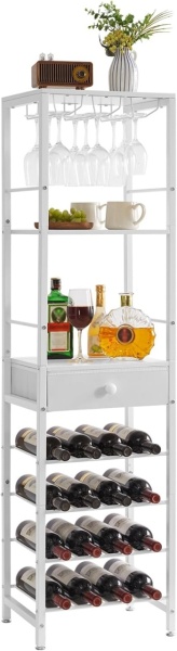 RVI8 - Rafturi Vin, 40 cm, depozitare vin, raft stil industrial, bucatarie, living, dining - Negru / Alb / Maro - Img 2