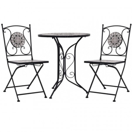 SEGG1 - Set Masa si 2 scaune pliante Mozaic gradina, terasa, balcon - Gri