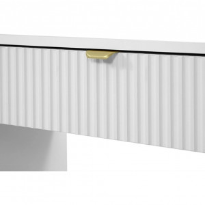 BIA4 - Birou 120 cm, masa de calculator cu 5 sertare, office - Alb / Negru / Crem cu Riflaje - Img 7