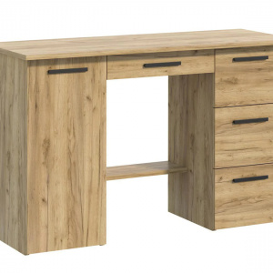 BIM511 - Birou 120 cm, masa de calculator cu 4 sertare si 1 dulap, office - culoarea Stejar - Img 4