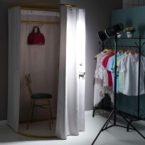 CABP1 - Cabina de Proba Portabila, 100 x 95 cm, independenta - Aurie cu perdea Neagra sau Gri - Img 5