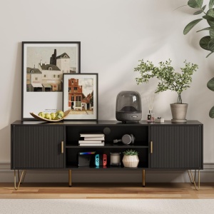 COATV2 - Comoda TV, 137 cm, living, dormitor - Alb / Negru - Img 6