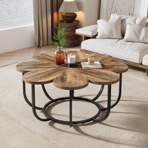 MAI21 - Masuta de cafea, 100 cm, masa living, stil industrial - Maro - Negru - Img 8