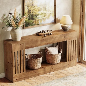 MAM40 - Masa Consola, 160 cm, masuta hol cu raft, living, dining, dormitor - Maro - Img 3