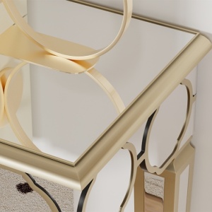 MAOG203 - Masa toaleta oglinda, masuta consola, 120 cm, cosmetica machiaj, vanity birou, Argintiu - Img 3