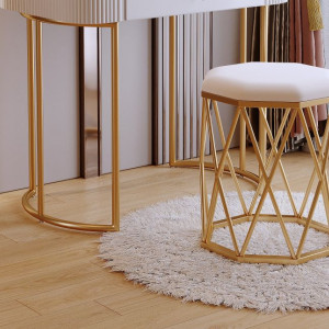 Masuta machiaj cu Oglinda LED si 2 Sertare pentru Cosmetice, Set Masa toaleta 100 cm, Gri, masuta cosmetica, vanity - SEG13 - Img 3