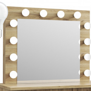Masuta machiaj cu Oglinda LED si 4 Sertare pentru Cosmetice, Stejar, masuta cosmetica, vanity - SEM502 - Img 6