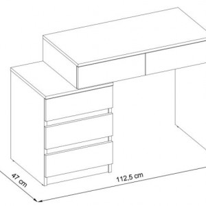 Masuta machiaj cu Oglinda LED si 5 Sertare pentru Cosmetice, Set Masa toaleta 112 cm, masuta cosmetica, vanity - SEM509 - Img 2