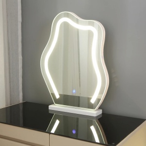 Masuta machiaj cu Oglinda LED si 6 Sertare pentru Cosmetice, Set Masa toaleta 100 cm, Alb, masuta cosmetica, vanity - SEA166 - Img 2