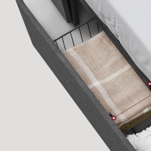 PAG2 - Pat tapitat, 140 sau 160 x 200 cm, cu 4 Sertare, LED, USB si USB-C, Organizatoare Carti - Gri - Img 10