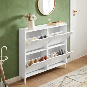 PANA17 - Pantofar 100 cm foarte ingust, 4 compartimente, pantofare, depozitare pantofi, mobilier hol - Alb - Img 8