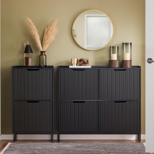 PANA27 - Pantofar 100 cm foarte ingust, 4 compartimente, pantofare, depozitare pantofi, mobilier hol - Alb sau Negru - Img 5