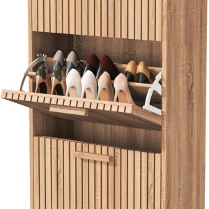 PANM202 - Pantofar 60 cm cu 3 compartimente, pantofare, depozitare pantofi, mobilier hol - Maro - Img 2