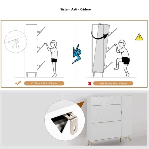 Pantofar 105 cm, pantofare, depozitare pantofi cu 3 Compartimente, si Dulapior, mobilier hol Alb / Negru / Crem / Gri / Albastru - PANA42 - Img 11