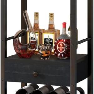RVI8 - Rafturi Vin, 40 cm, depozitare vin, raft stil industrial, bucatarie, living, dining - Negru / Alb / Maro - Img 8
