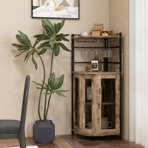 RVI9 - Rafturi Vin, 46 cm, depozitare vin, raft stil industrial, bucatarie, living, dining - Maro - Negru