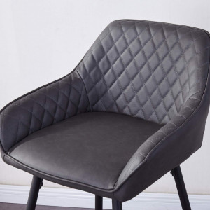 SCB205 - Set 2x Scaune Bar Gri - Piele ecologica - Img 5