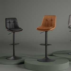 SCB3 - Set 2x Scaune Bar Negre / Maro / Gri / Verde - Piele ecologica - Img 2