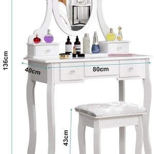 SEA29 - Set Masa alba toaleta cosmetica machiaj oglinda masuta vanity - Img 2
