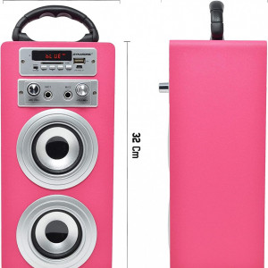 CADC10 - Set Sistem Mini Karaoke si 2 Mini Microfoane, Jucarii copii, Cadou pentru Craciun, Petreceri in familie - Roz - Img 6