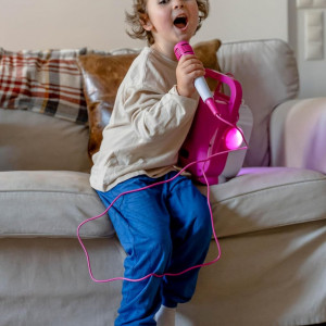 CADC6 - Set Sistem Mini Karaoke si 2 Mini Microfoane, Jucarii copii, Cadou pentru Craciun, Petreceri in familie - Roz - Img 5