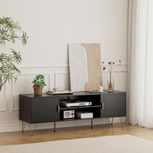 COATV2 - Comoda TV, 137 cm, living, dormitor - Alb / Negru - Img 7