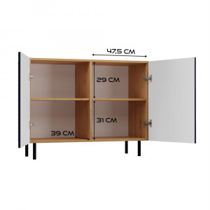 COM511 - Comoda 100 cm, cu raft pentru dormitor, living, dining: Maro-Albastru - Img 4