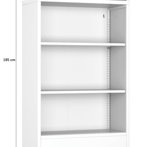 DUA205 - Vitrina 80 cm, Dulap rotund pentru birou, Biblioteca Living, Rafturi Dormitor, Dining, Hol - Alb - Img 2