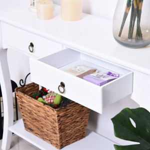 MAA212 - Masa toaleta, 100 cm, consola cosmetica machiaj masuta vanity make-up cu raft pentru hol - Alb - Img 7