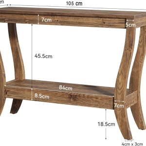 MAM37 - Masa Consola curbata, 105 cm, masuta hol cu raft, living, dining, dormitor - Maro - Img 10